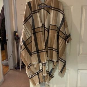 Old Navy Tan and Black Checkered Poncho